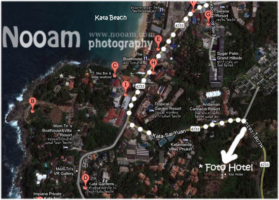 แผนที่ โรงแรมโฟโต้ Foto Hotel map กะตะ ภูเก็ต kata phuket ห้องสวย วิวทะเล บรรยากาศดี