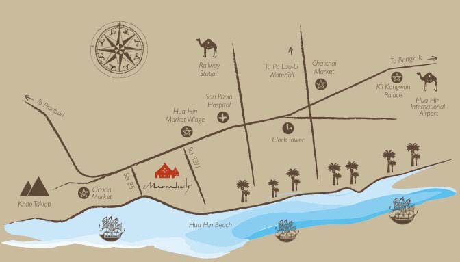 แผนที่ Map มาราเกชหัวหินรีสอร์ทแอนด์สปา (Marrakesh Hua Hin Resort & Spa) รีสอร์ทสไตล์โมรอคโค บรรยากาศโรแมนติกและสระว่ายน้ำสวยๆ 24 ชม