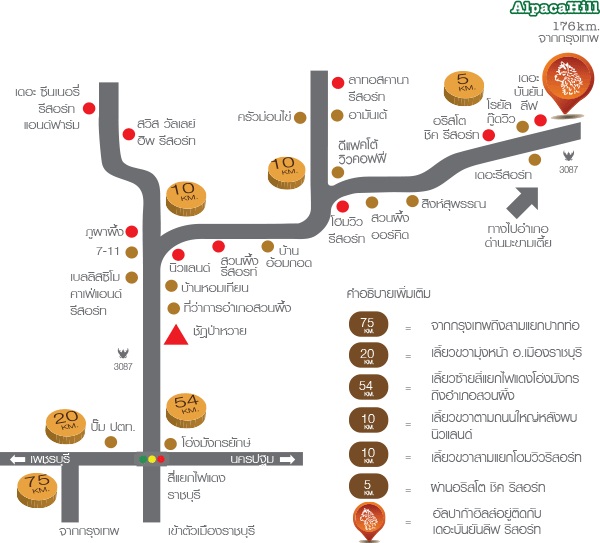 แผนที่ อัลปาก้าฮิลล์ (Alpaca Hill) สวนผึ้ง ชมสัตว์หายากหลายชนิด ชมอัลปาก้าอย่างใกล้ชิด และผองเพื่อนสัตว์น่ารัก