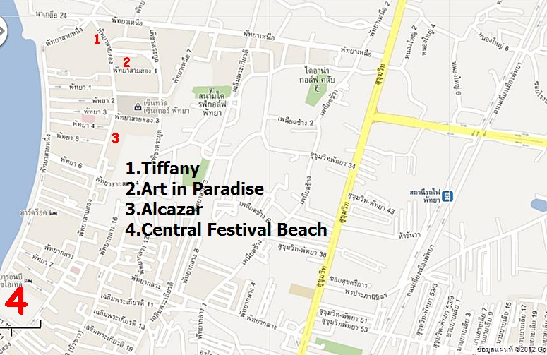แผนที่ Art in Paradise Pattaya (อาร์ท อิน พาราไดซ์) พิพิธภัณฑ์ศิลปะรูปวาด3มิติ พัทยาเหนือ สาย 2