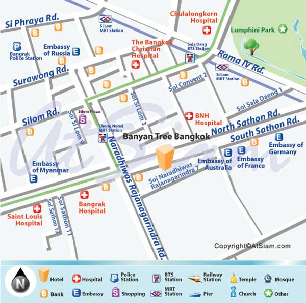 แผนที่ร้าน Vertigo and Moon Bar โรแมนติก ใต้แสงดาว บนดาดฟ้าสูง โรงแรมบันยันทรี สาทร